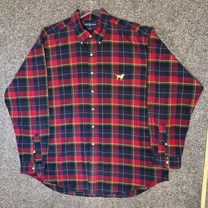 Ralph Lauren Blake Plaid Button Down Shirt Vintage Dog Golden Retriever XXL